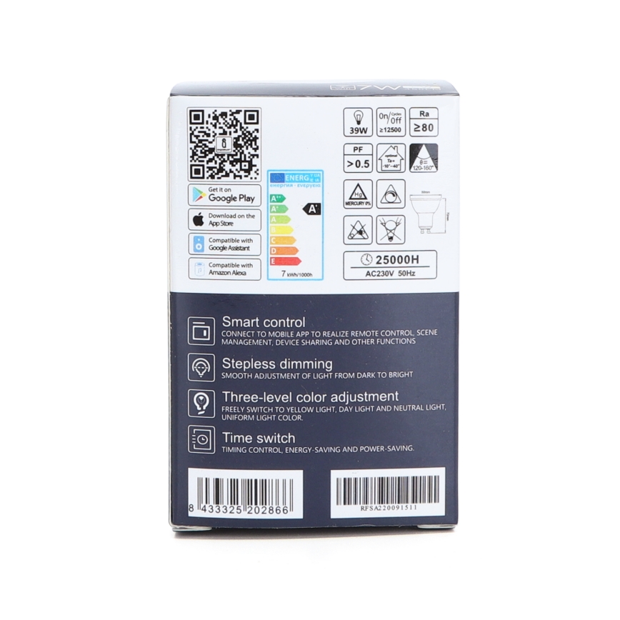 Bombilla LED regulable GU10/7W/230V 3000-6500K Wi-Fi - Aigostar
