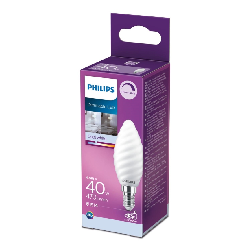 Bombilla LED regulable Philips E14/4,5W/230V 4000K