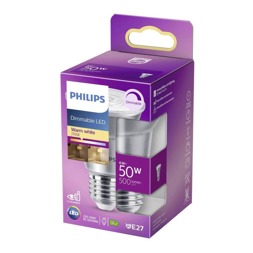 Bombilla LED regulable Philips E27/6W/230V 2700K