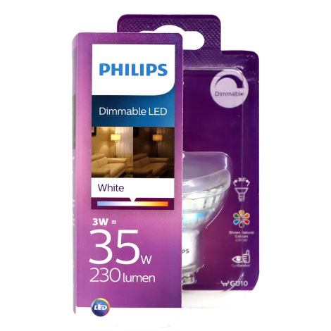 Bombilla LED regulable Philips GU10/3W/230V 3000K