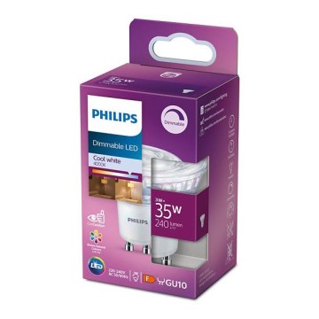 Bombilla LED regulable Philips GU10/3W/230V 4000K CRI 90