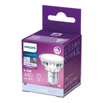 Bombilla LED regulable Philips GU10/4,6W/230V 4000K