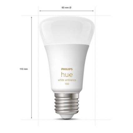 Bombilla LED regulable Philips Hue WHITE AMBIANCE E27/8W/230V 2200-6500K