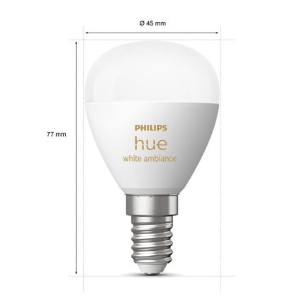 Bombilla LED regulable Philips Hue WHITE AMBIANCE P45 E14/5,1W/230V 2200-6500K