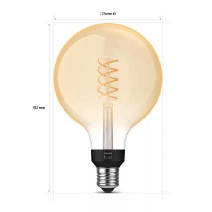 Bombilla LED regulable Philips Hue WHITE FILAMENT G125 E27/7W/230V 2100K