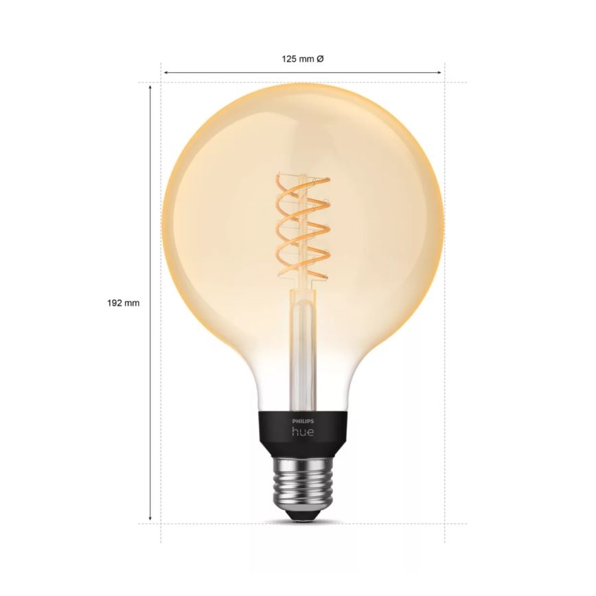 Bombilla LED regulable Philips Hue WHITE FILAMENT G125 E27/7W/230V 2100K