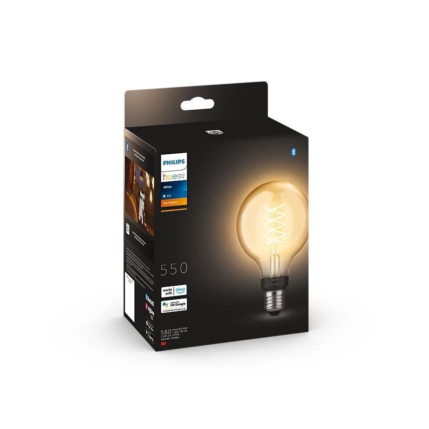 Bombilla LED regulable Philips Hue WHITE FILAMENT G93 E27/7,2W/230V 2100K