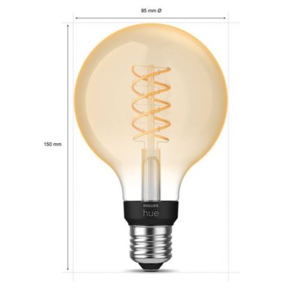 Bombilla LED regulable Philips Hue WHITE FILAMENT G93 E27/7,2W/230V 2100K