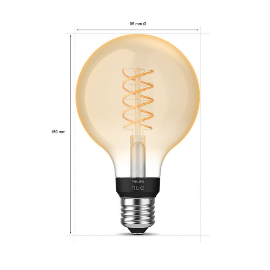 Bombilla LED regulable Philips Hue WHITE FILAMENT G93 E27/7,2W/230V 2100K