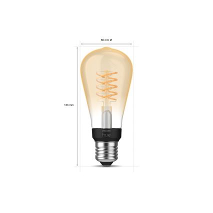 Bombilla LED regulable Philips Hue WHITE FILAMENT ST64 E27/7W/230V 2100K