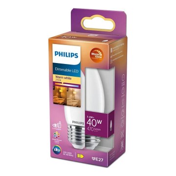 Bombilla LED regulable Philips Warm Glow B35 E27/3,4W/230V 2200-2700K CRI 90