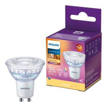 Bombilla LED regulable Philips Warm Glow GU10/2,6W/230V 2200-2700K CRI 90