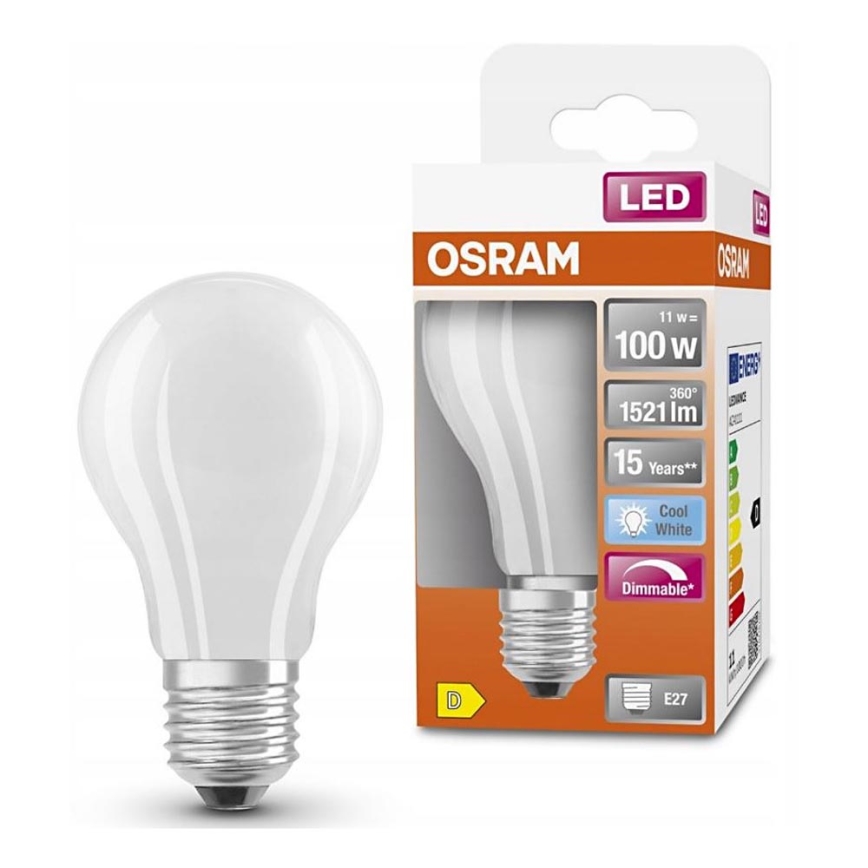 Bombilla LED regulable RETROFIT A60 E27/11W/230V 4000K - Osram