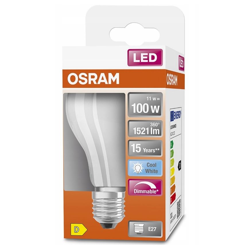 Bombilla LED regulable RETROFIT A60 E27/11W/230V 4000K - Osram