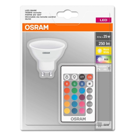Bombilla LED regulable RGB GU10/4,5W/230V - Osram