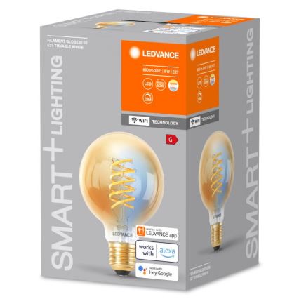 Bombilla LED regulable SMART+ FILAMENT GLOBE G80 E27/8W/230V 2200-5000K Wi-Fi - Ledvance