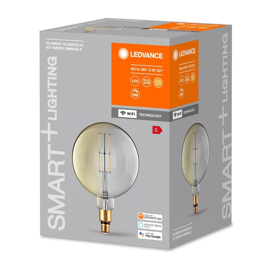 Bombilla LED regulable SMART+ GLOBE G200 E27/6W/230V 2500K Wi-Fi - Ledvance