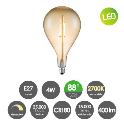 Bombilla LED regulable VINTAGE EDISON E27/4W/230V 2700K