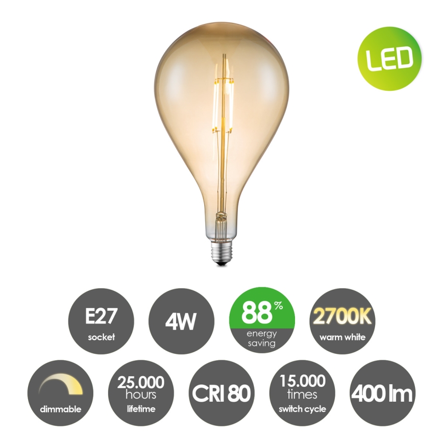 Bombilla LED regulable VINTAGE EDISON E27/4W/230V 2700K