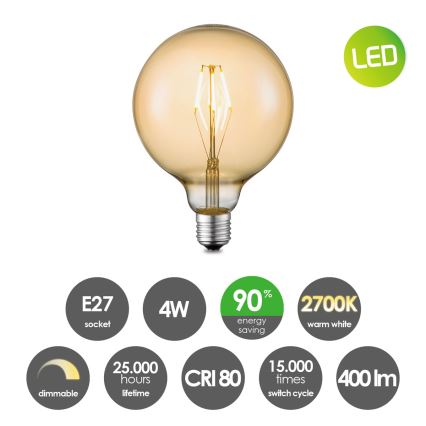 Bombilla LED regulable VINTAGE EDISON G125 E27/4W/230V 2700K