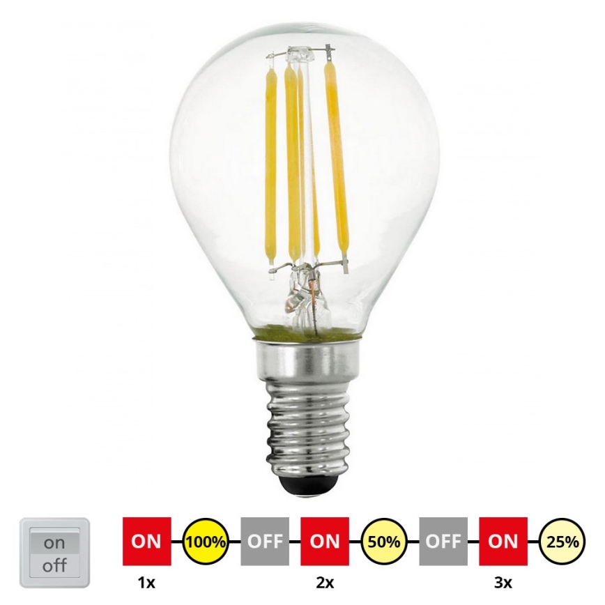 Bombilla LED regulable VINTAGE P45 E14/4W/230V 2700K - STEPDIMMING - Eglo 11754