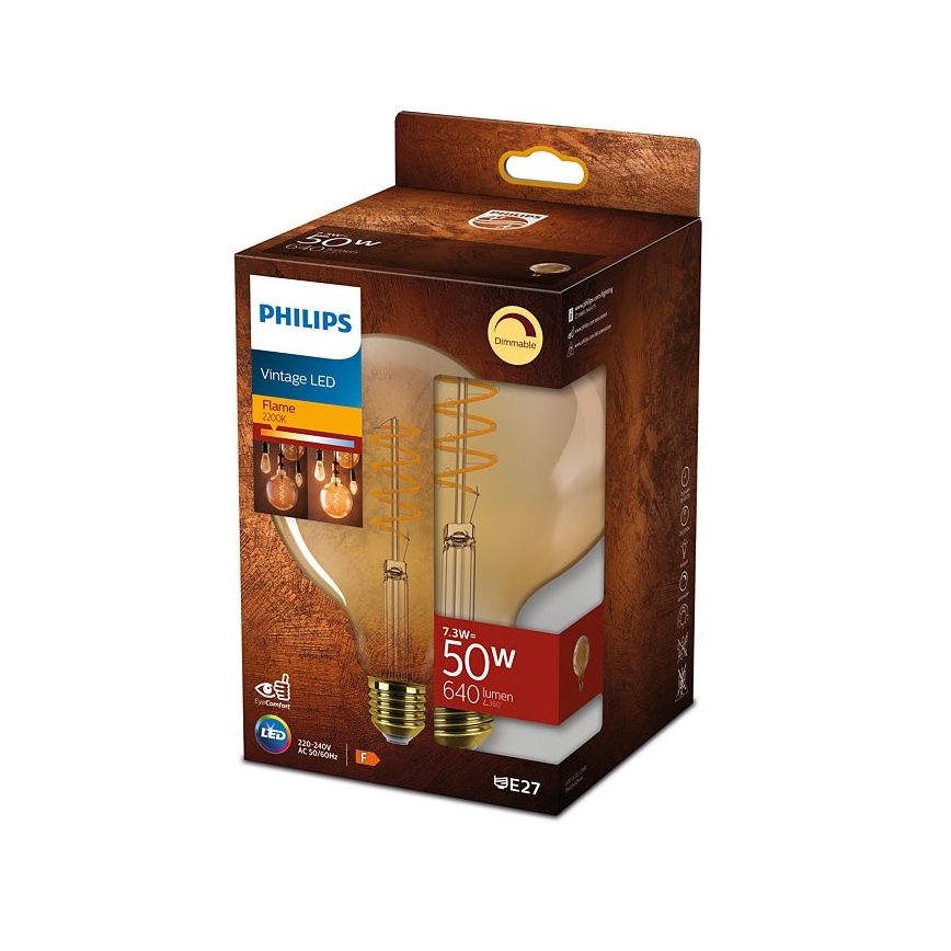 Bombilla LED regulable VINTAGE Philips E27/7,3W/230V 2200K