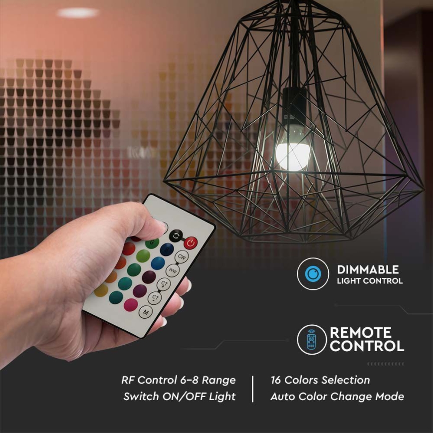 Bombilla LED RGB regulable A60 E27/8,5W/230V 4000K + control remoto
