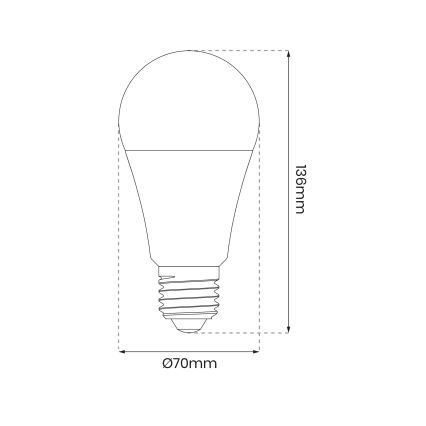 Bombilla LED RGB regulable A70 E27/11W/230V 2700-6500K Wi-Fi Tuya