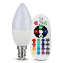 Bombilla LED RGB regulable E14/4,8W/230V 4000K + mando a distancia