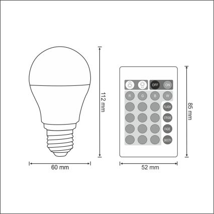 Bombilla LED RGB regulable E27/8,5W/230V 2700K