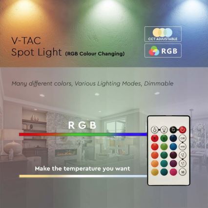 Bombilla LED RGB regulable P45 E14/4,8W/230V 3000K + mando a distancia