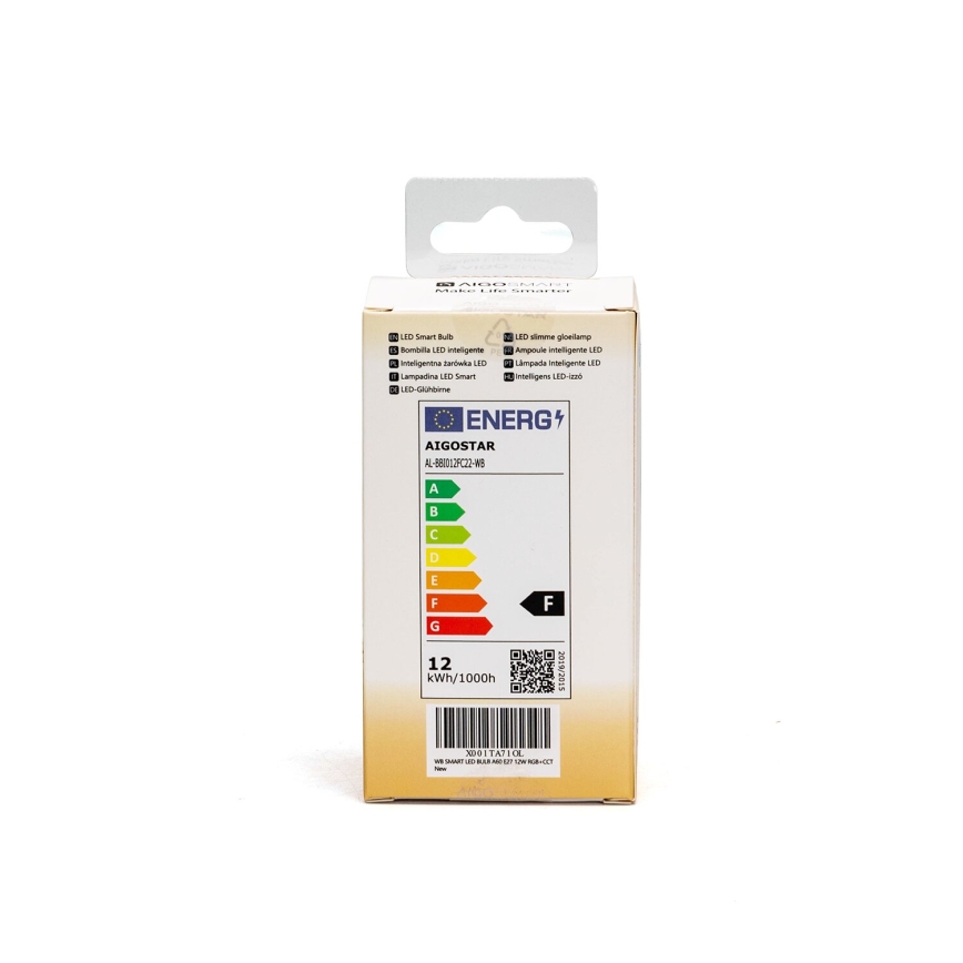 Bombilla LED RGBW regulable A60 E27/12W/230V 2700-6500K Wi-Fi - Aigostar
