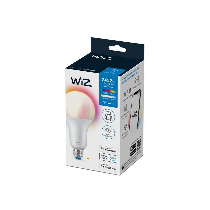Bombilla LED RGBW regulable A80 E27/18,5W/230V 2200-6500K CRI 90 Wi-Fi - WiZ