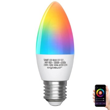 Bombilla LED RGBW regulable C37 E27/5W/230V 3000-6500K Wi-Fi - Aigostar