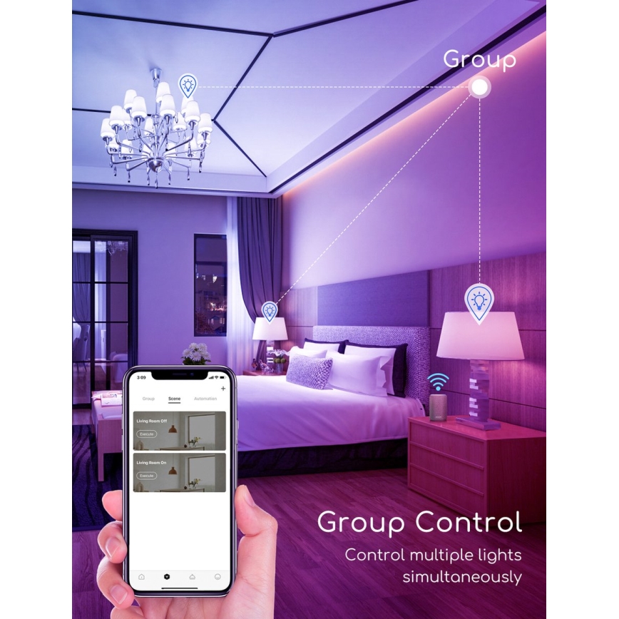 Bombilla LED RGBW regulable C37 E27/7W/230V 3000-6500K Wi-Fi - Aigostar