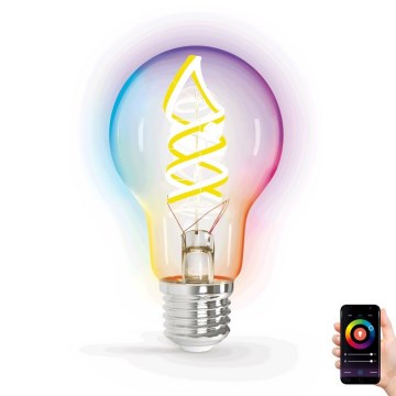 Bombilla LED RGBW regulable FILAMENT A60 E27/4,9W/230V 2700K Wi-Fi - Aigostar