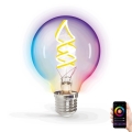 Bombilla LED RGBW regulable FILAMENT G80 E27/4,9W/230V 2700K Wi-Fi - Aigostar
