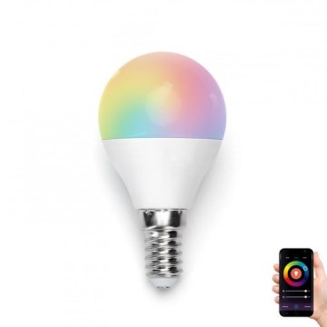 Bombilla LED RGBW regulable G45 E14/5W/230V 3000-6500K Wi-Fi - Aigostar