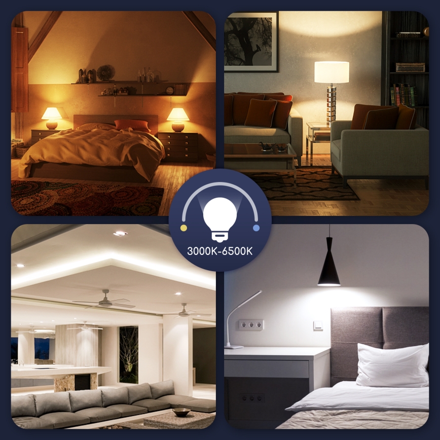 Bombilla LED RGBW regulable G45 E14/5W/230V 3000-6500K Wi-Fi - Aigostar