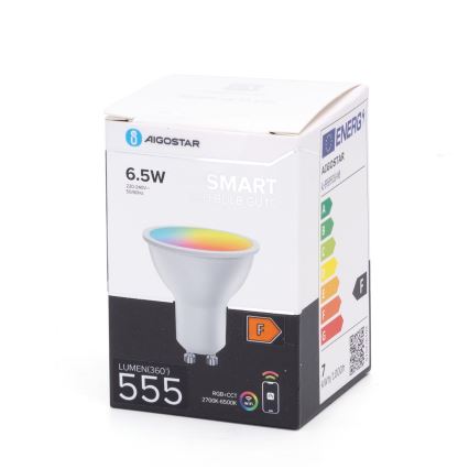 Bombilla LED RGBW regulable GU10/6,5W/230V 2700-6500K Wi-Fi - Aigostar