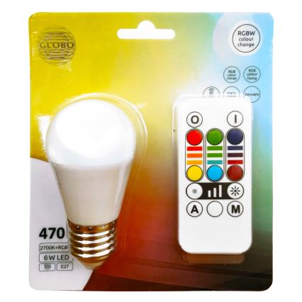 Bombilla LED RGBW regulable E27/6W/230V 3000K + control remoto - Globo