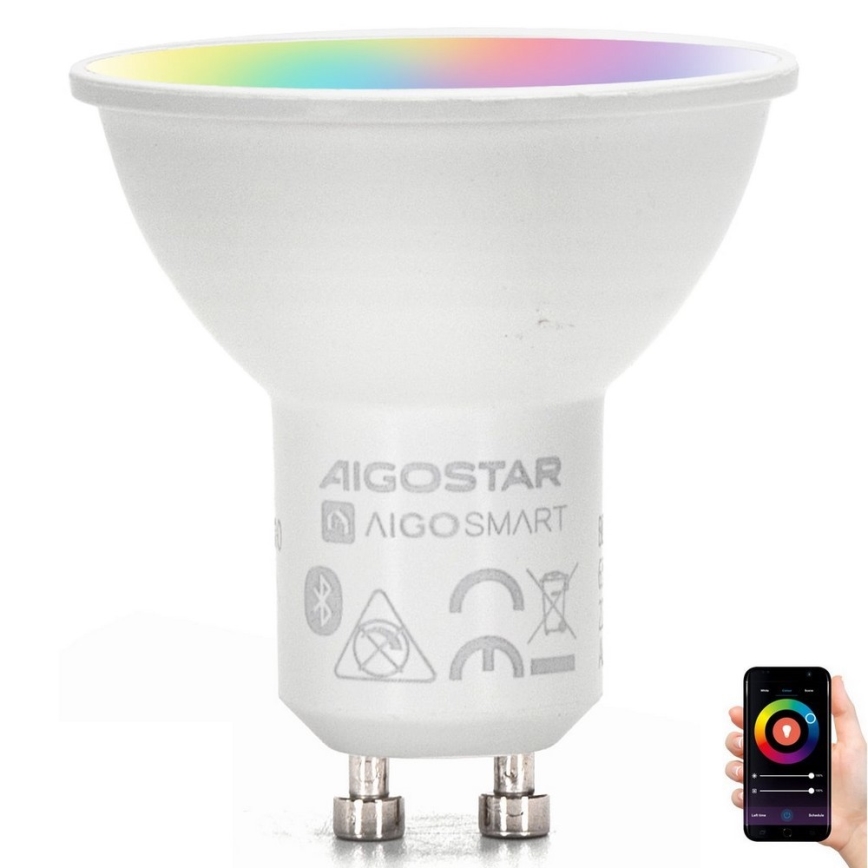 Bombilla LED RGBW regulable MESH Inteligente GU10/6,5W/230V 2700-6500K - Aigostar