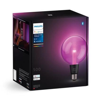 Bombilla LED RGBW regulable Philips Hue White And Color Ambiance G125 E27/6,8W/230V 2000-6500K