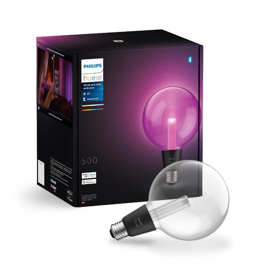 Bombilla LED RGBW regulable Philips Hue White And Color Ambiance G125 E27/6,8W/230V 2000-6500K