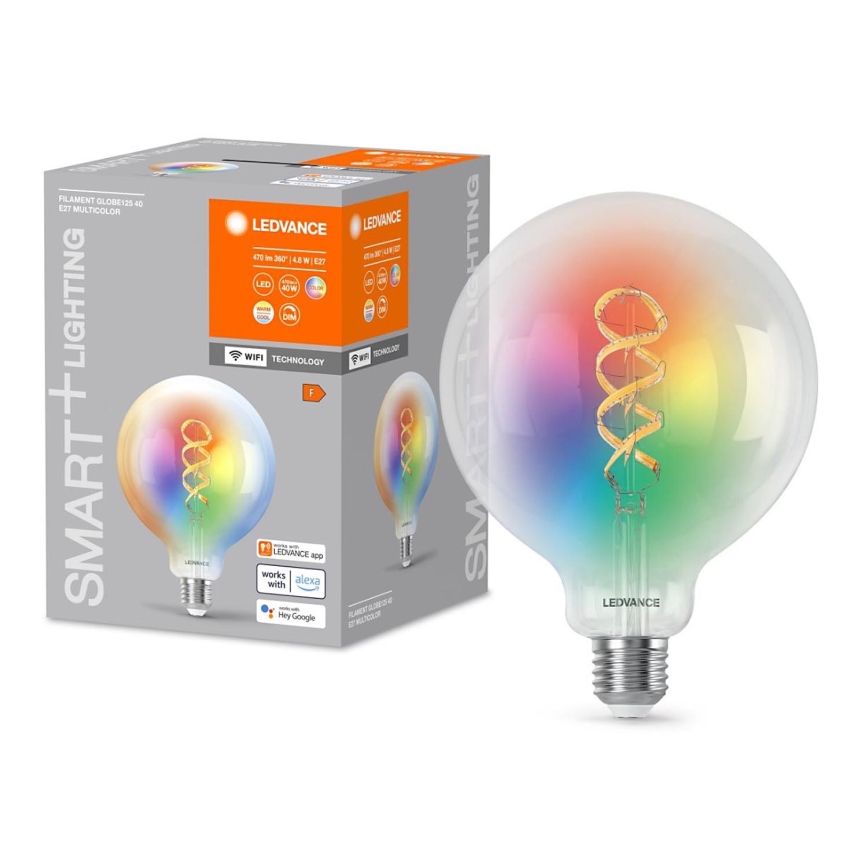 Bombilla LED RGBW regulable SMART+ FILAMENT E27/4,8W/230V 2700-6500K Wi-Fi - Ledvance