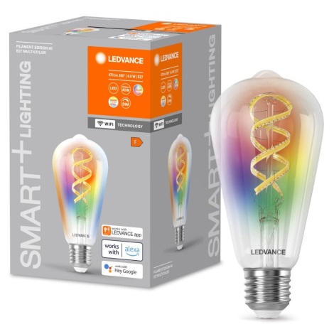 Bombilla LED RGBW regulable SMART+ FILAMENT EDISON ST64 E27/4,8W/230V 2700-6500K Wi-Fi - Ledvance