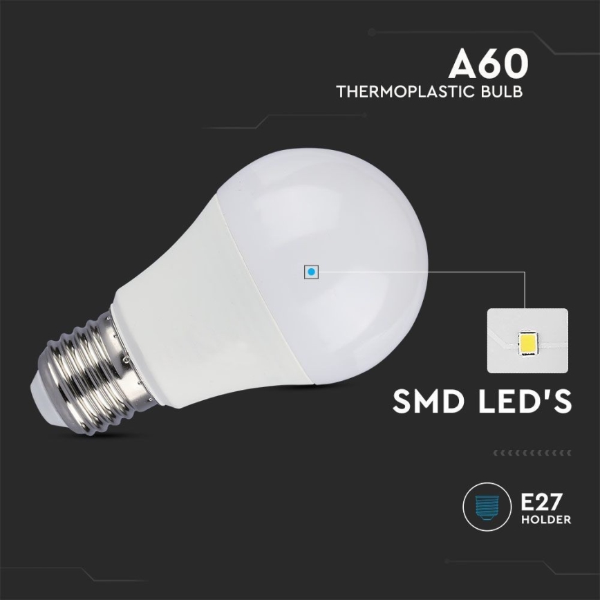 Bombilla LED SAMSUNG CHIP A60 E27/8,5W/230V 3000K