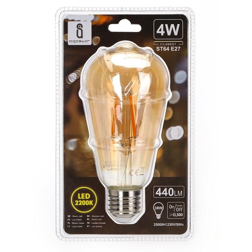 Bombilla LED ST64 E27/4W/230V 2200K - Aigostar
