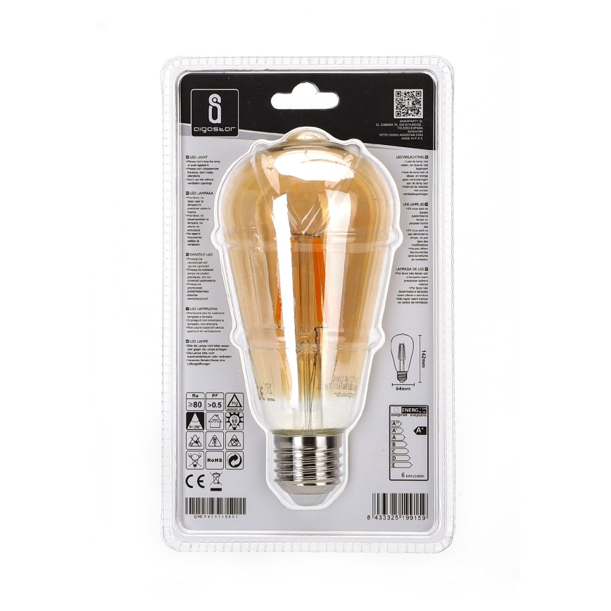 Bombilla LED ST64 E27/6W/230V 2200K - Aigostar