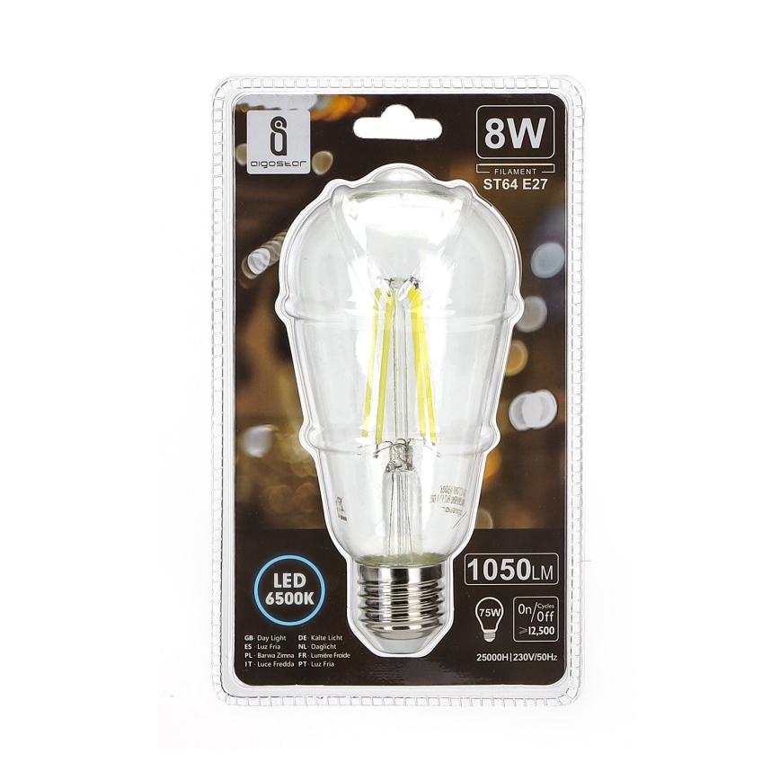 Bombilla LED ST64 E27/8W/230V 6500K - Aigostar